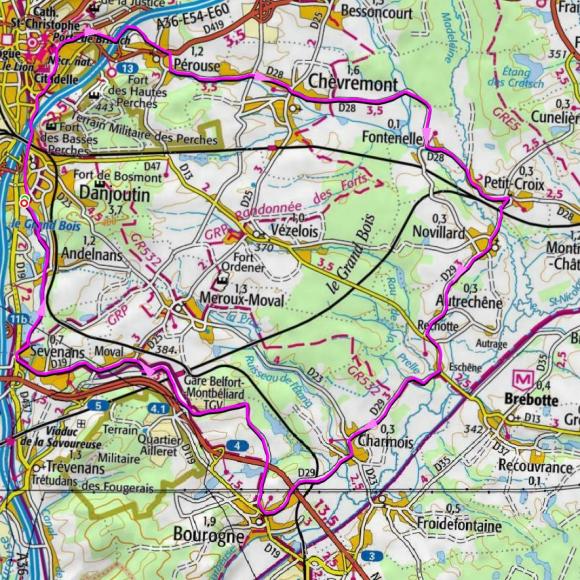 Danjoutin - Glacis - Fontenelle - Bourogne