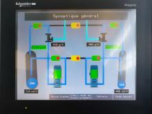 Ecran de surveillance du dispositif  d'ozonation Station eau potable du Grand Belfort