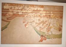 Musée Histoire de Belfort :  Fresque de guirlandes de feuillage avec boucliers suspendus