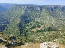 Cirque de Navacelles, formé par un méandre recoupé de la Vis dans d'impressionnantes gorges 